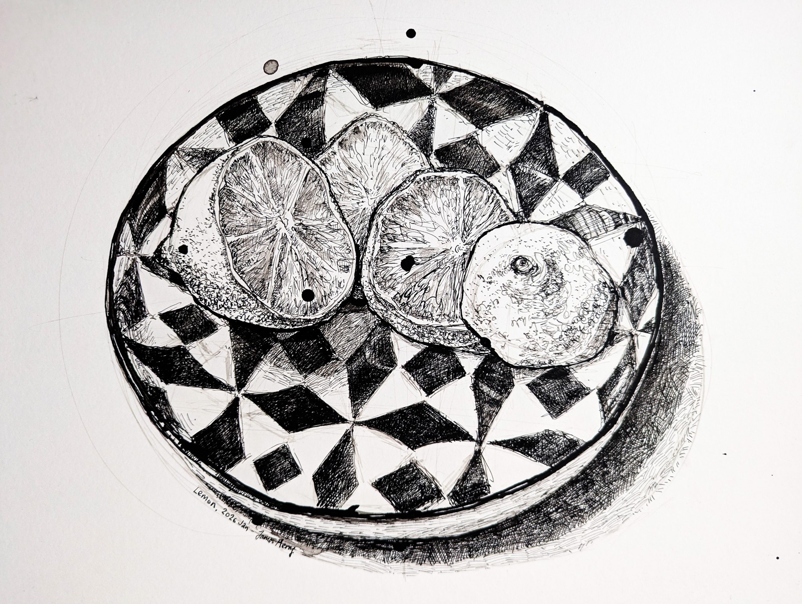 Sliced Lemon on a Plate